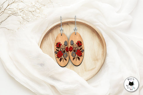 Gothic Floral Laser Cut Earrings SVG SVG Ivy's Creativity House 