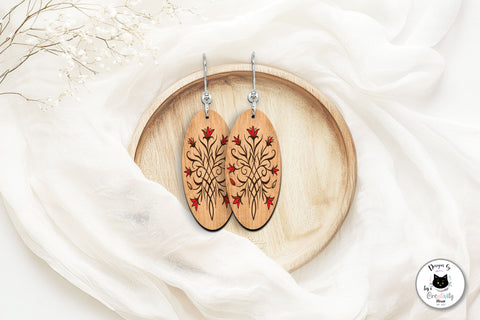 Gothic Floral Laser Cut Earrings SVG SVG Ivy's Creativity House 