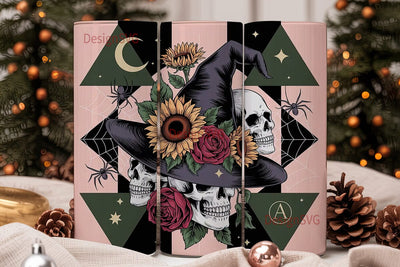 Gothic Floral Skull 20oz Tumbler Wrap Sublimation DesignSVG 