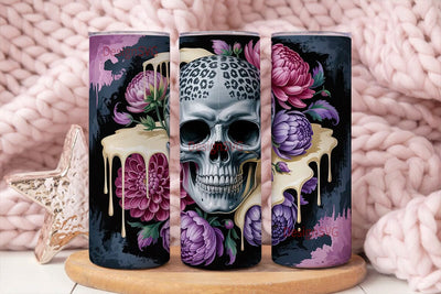 Gothic Floral Skull 20oz Tumbler Wrap Sublimation DesignSVG 