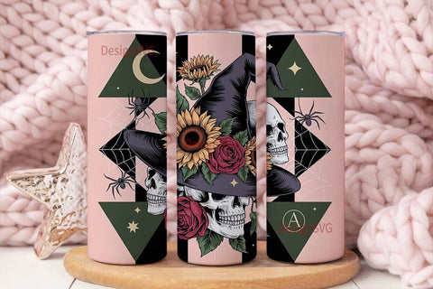 Gothic Floral Skull 20oz Tumbler Wrap Sublimation DesignSVG 
