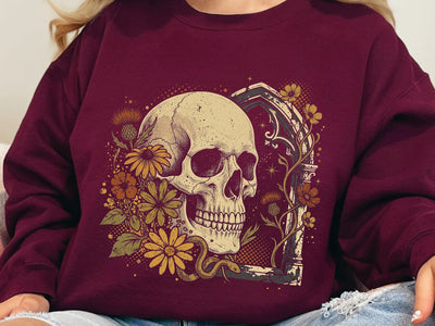 Gothic Floral Skull PNG, Vintage Halloween Sublimation Design SVG DesignDestine 