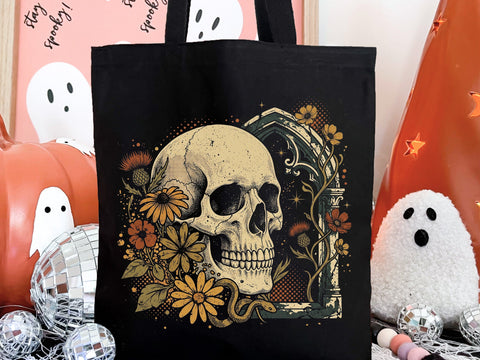 Gothic Floral Skull PNG, Vintage Halloween Sublimation Design SVG DesignDestine 