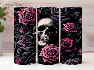 Gothic Floral Skull Tumbler Wrap, Rose Skull Tumbler, Gothic Tumbler Wrap, 20oz Sublimation Wrap, Dark Aesthetic Tumbler, Floral Skull Tumbler, Edgy Tumbler Design Sublimation Lara' s Designs 
