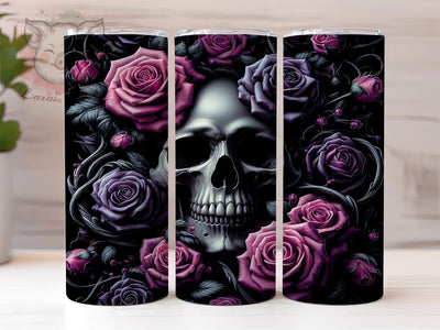 Gothic Floral Skull Tumbler Wrap, Rose Skull Tumbler, Gothic Tumbler Wrap, 20oz Sublimation Wrap, Dark Aesthetic Tumbler, Floral Skull Tumbler, Edgy Tumbler Design Sublimation Lara' s Designs 