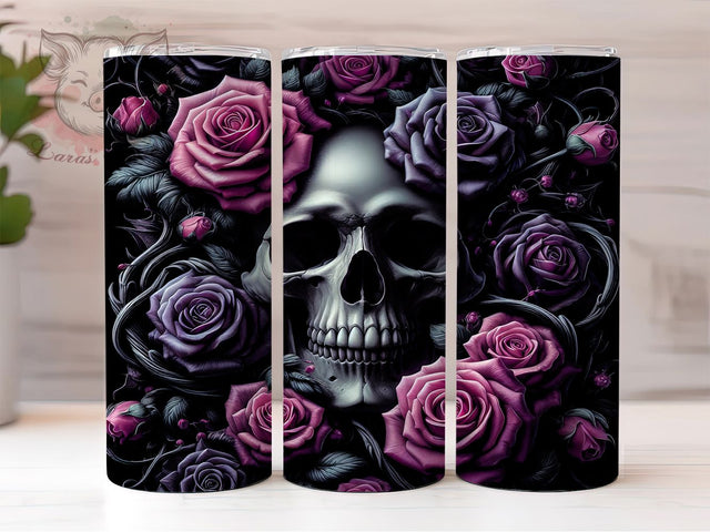 Gothic Floral Skull Tumbler Wrap, Rose Skull Tumbler, Gothic Tumbler Wrap, 20oz Sublimation Wrap, Dark Aesthetic Tumbler, Floral Skull Tumbler, Edgy Tumbler Design Sublimation Lara' s Designs 