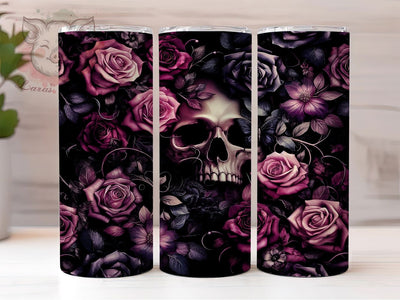 Gothic Floral Skull Tumbler Wrap, Rose Skull Tumbler, Gothic Tumbler Wrap, 20oz Sublimation Wrap, Dark Aesthetic Tumbler, Floral Skull Tumbler, Edgy Tumbler Design Sublimation Lara' s Designs 