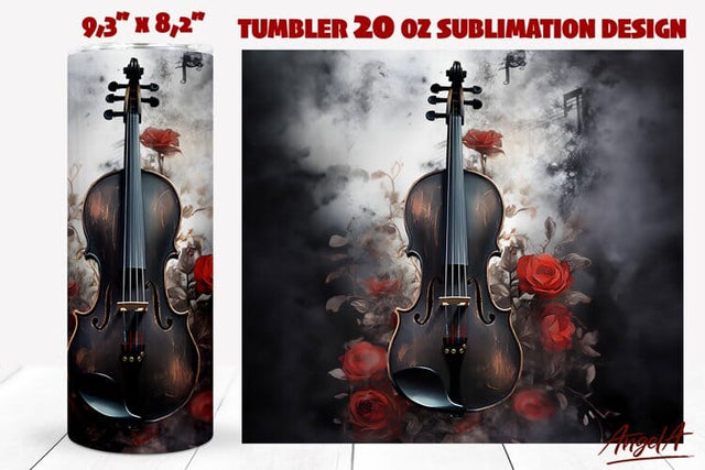Gothic floral tumbler wrap / violin/ music tumbler Sublimation Angelina Semenova 