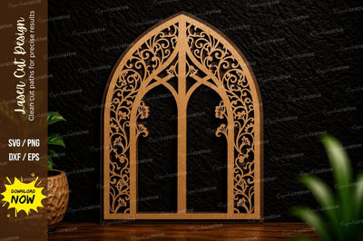 Gothic Floral Window Laser Cut Svg Design SVG Regulrcrative 
