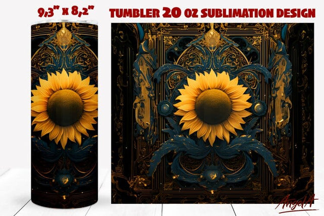 Gothic flower tumbler wrap / vintage sunflower / gothic png Sublimation Angelina Semenova 