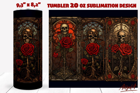 Gothic Flowers tumbler wrap bundle / Tarot card, skull Sublimation Angelina Semenova 