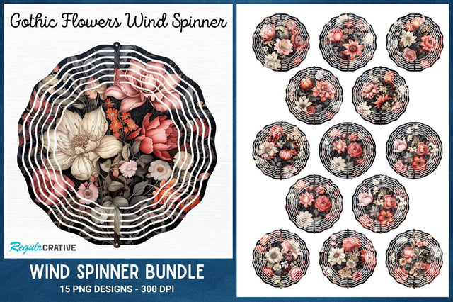 Gothic Flowers Wind Spinner Sublimation Bundle Sublimation Regulrcrative 