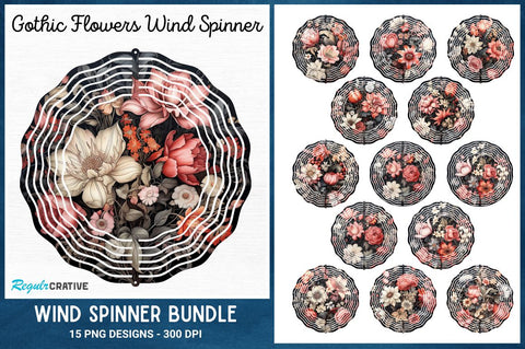 Gothic Flowers Wind Spinner Sublimation Bundle Sublimation Regulrcrative 