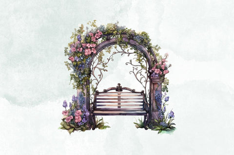 Gothic Garden Bench Watercolor Clipart Bundle Sublimation Designangry 
