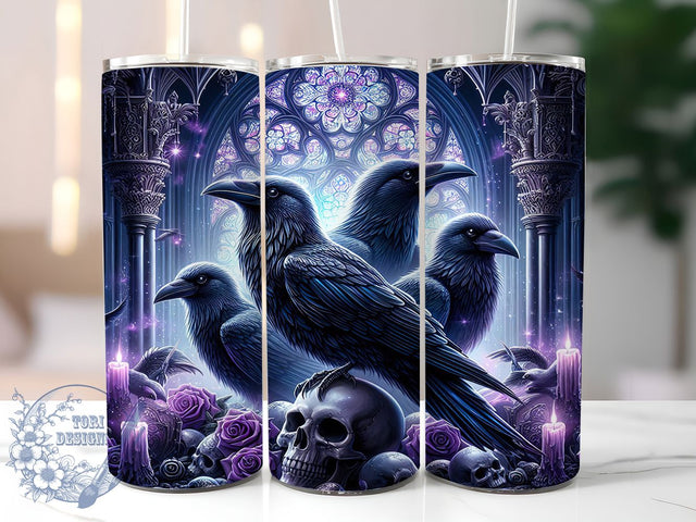 Gothic Garden Raven Victorian Tumbler, Victorian Style, Poe Raven, Dark Aesthetic, 20Oz Tumbler Wrap, Sublimation Design, Gothic Drinkware Sublimation ToriDesigns 