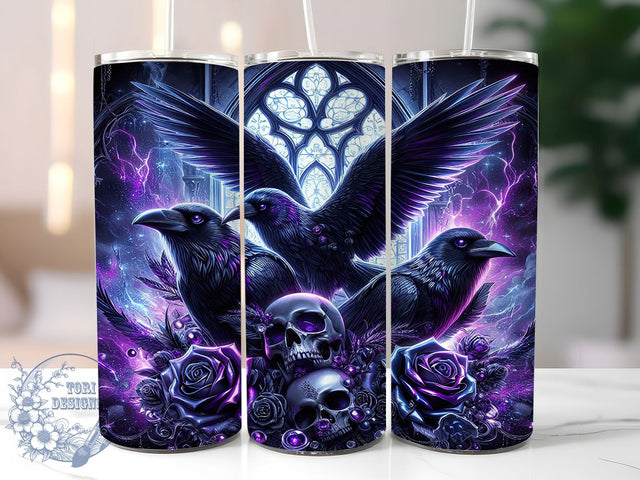 Gothic Garden Raven Victorian Tumbler, Victorian Style, Poe Raven, Dark Aesthetic, 20Oz Tumbler Wrap, Sublimation Design, Gothic Drinkware Sublimation ToriDesigns 