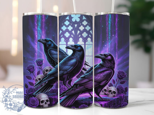 Gothic Garden Raven Victorian Tumbler, Victorian Style, Poe Raven, Dark Aesthetic, 20Oz Tumbler Wrap, Sublimation Design, Gothic Drinkware Sublimation ToriDesigns 