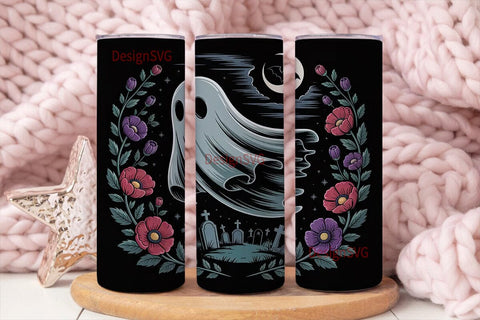 Gothic Ghost Floral 20oz Tumbler Wrap Sublimation DesignSVG 