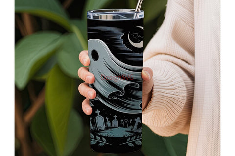 Gothic Ghost Floral 20oz Tumbler Wrap Sublimation DesignSVG 