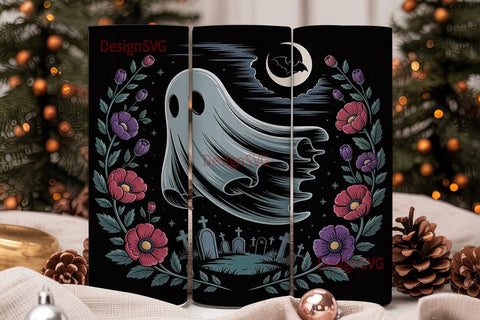 Gothic Ghost Floral 20oz Tumbler Wrap Sublimation DesignSVG 
