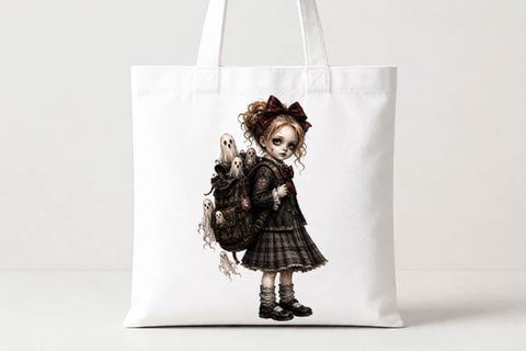 Gothic Ghost Girl Halloween PNG, Spooky Doll Sublimation Design SVG BillahCrafts 