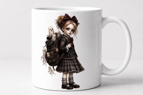Gothic Ghost Girl Halloween PNG, Spooky Doll Sublimation Design SVG BillahCrafts 