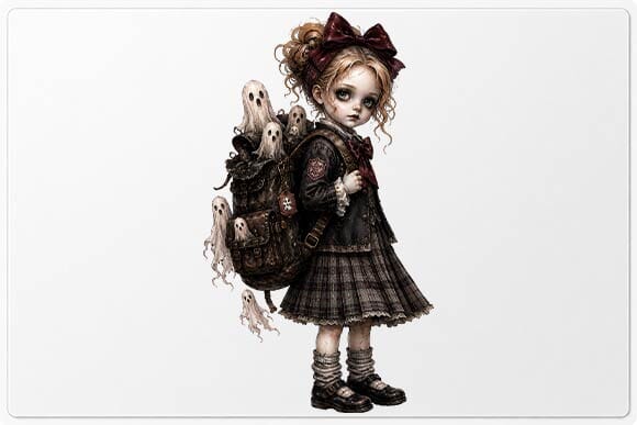 Gothic Ghost Girl Halloween PNG, Spooky Doll Sublimation Design SVG BillahCrafts 