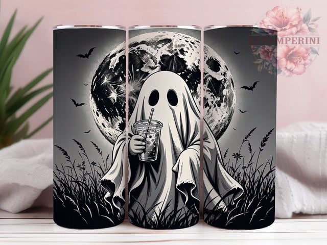 Gothic Ghost Moonlight 20oz Tumbler, Ghost Motif, Gothic Art Design, Moonlight Theme, Spooky Accent, Dark Charm, Sublimation Wrap, 20oz Tumbler Sublimation Li Zamperini 
