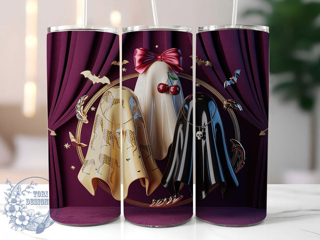 Gothic Ghost Trio 20oz Tumbler, Ghost Trio, Gothic Style, Spooky Theme, Sublimation Wrap, 20oz Tumbler, Dark Aesthetic, Haunted Design Sublimation ToriDesigns 
