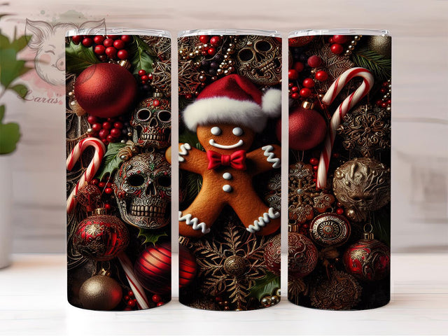 Gothic Gingerbread Christmas Tumbler, Dark Gingerbread Wrap, 20oz Tumbler Sublimation, Vintage Holiday Ephemera, Creepy Cute Christmas Design, Gothic Gingerbread Sublimation, Haunted Holiday Wrap Sublimation Lara' s Designs 