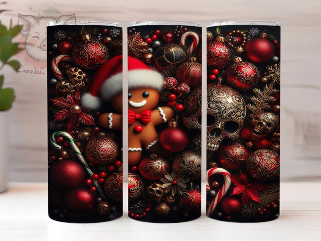 Gothic Gingerbread Christmas Tumbler, Dark Gingerbread Wrap, 20oz Tumbler Sublimation, Vintage Holiday Ephemera, Creepy Cute Christmas Design, Gothic Gingerbread Sublimation, Haunted Holiday Wrap Sublimation Lara' s Designs 