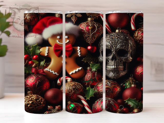 Gothic Gingerbread Christmas Tumbler, Dark Gingerbread Wrap, 20oz Tumbler Sublimation, Vintage Holiday Ephemera, Creepy Cute Christmas Design, Gothic Gingerbread Sublimation, Haunted Holiday Wrap Sublimation Lara' s Designs 