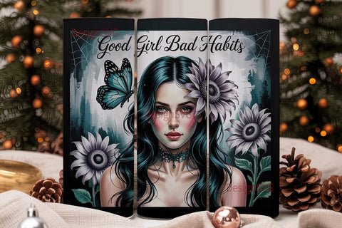 Gothic Girl Bad Habits 20oz Tumbler Wrap Sublimation DesignSVG 