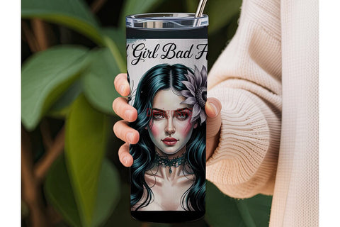 Gothic Girl Bad Habits 20oz Tumbler Wrap Sublimation DesignSVG 