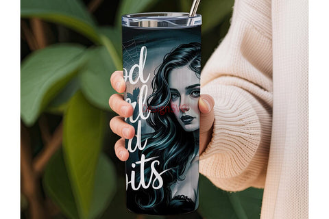 Gothic Girl Bad Habits 20oz Tumbler Wrap Sublimation DesignSVG 