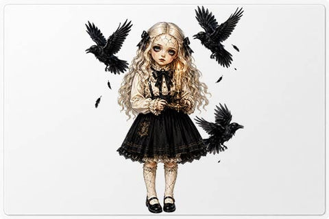 Gothic Girl with Ravens PNG, Dark Victorian Sublimation Design SVG BillahCrafts 