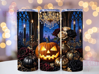 Gothic Gold Halloween 20oz Tumbler, Gold Halloween, Gothic Style, Spooky Theme, Sublimation Wrap, 20oz Tumbler, Dark Aesthetic, Elegant Design Sublimation SvggirlplusArt 