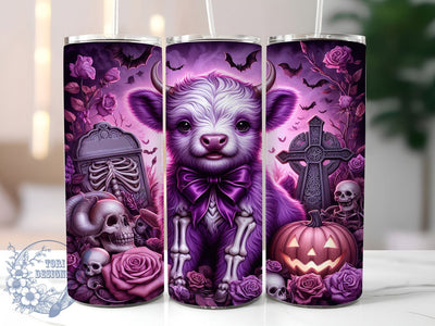Gothic Halloween Cow Tumbler Wrap, Gothic Cow Tumbler, Sugar Skull Tumbler Wrap, Day Of The Dead Design, 20Oz Skinny Tumbler Wrap, Gothic Sublimation Design, Cow Print Halloween Wrap Sublimation ToriDesigns 