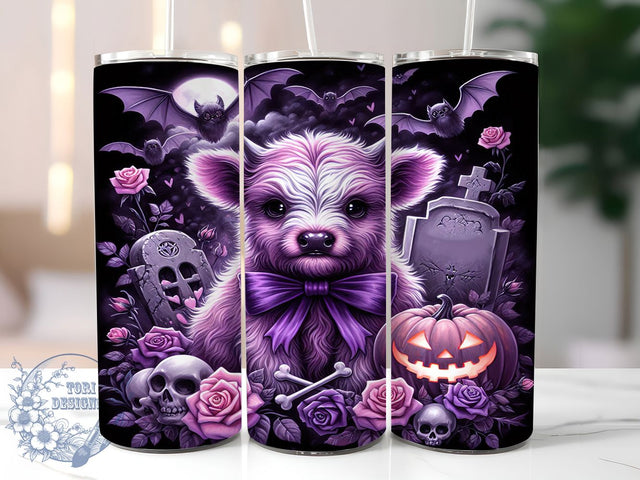 Gothic Halloween Cow Tumbler Wrap, Gothic Cow Tumbler, Sugar Skull Tumbler Wrap, Day Of The Dead Design, 20Oz Skinny Tumbler Wrap, Gothic Sublimation Design, Cow Print Halloween Wrap Sublimation ToriDesigns 