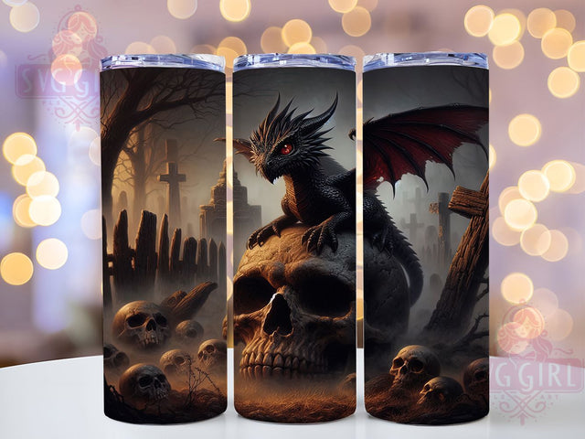 Gothic Halloween Dark Fantasy Dragon Tumbler, Halloween Dragon Wrap, 20oz Sublimation, Spooky Dragon Cup, Dark Fantasy Tumbler, Dragon Drinkware, Gothic Tumbler Design Sublimation SvggirlplusArt 