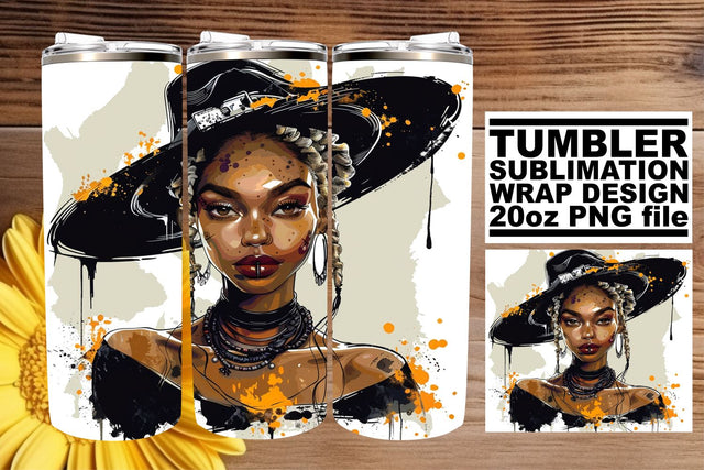 Gothic Halloween Design for Tumblers Watercolor Afro Woman Sublimation afrosvg 