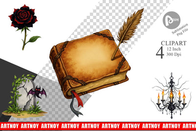 Gothic Halloween Elegance Clipart Sublimation artnoy 