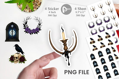 Gothic Halloween Elegance Sticker Sublimation artnoy 