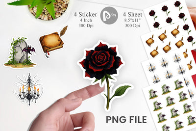 Gothic Halloween Elegance Sticker Sublimation artnoy 