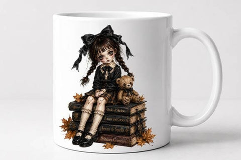 Gothic Halloween Girl PNG, Witch Spell Books Dark Doll Sublimation Design SVG BillahCrafts 