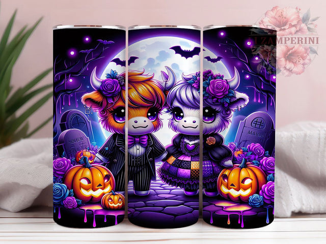 Gothic Halloween Highland Cow Tumbler Wrap, Gothic Cow Mug, Spooky Season Drinkware, 20Oz Tumbler Wrap, Sublimation Design, Farmhouse Gothic Print, Rustic Halloween Art Sublimation Li Zamperini 