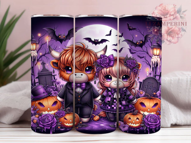 Gothic Halloween Highland Cow Tumbler Wrap, Gothic Cow Mug, Spooky Season Drinkware, 20Oz Tumbler Wrap, Sublimation Design, Farmhouse Gothic Print, Rustic Halloween Art Sublimation Li Zamperini 