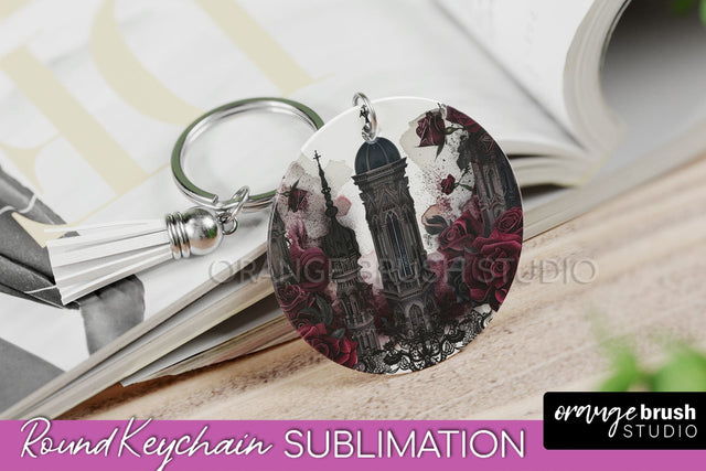 Gothic Halloween Keychain - Dark Academia Keychain PNG Sublimation OrangeBrushStudio 