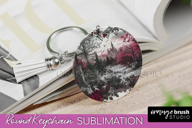 Gothic Halloween Keychain - Dark Academia Keychain PNG Sublimation OrangeBrushStudio 