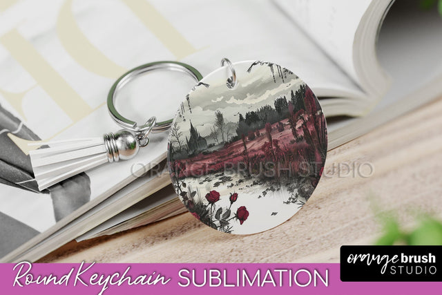 Gothic Halloween Keychain - Dark Academia Keychain PNG Sublimation OrangeBrushStudio 